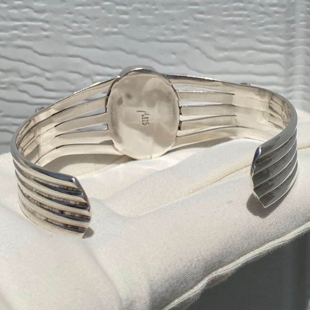 Signed - Sterling Silver and Sodalite Cuff Bracelet - Picture 8 of 15